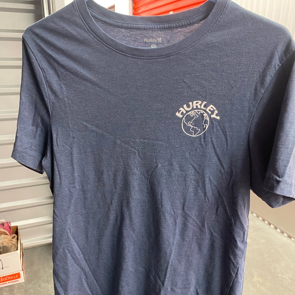 Hurley Steele Blue T Shirt Flowers Musrooms Earth  Bees Front Logo Back Design S